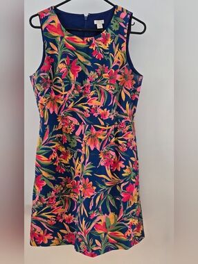 J.Crew Cotton Tropical Floral Sleeveless Cotton A-line Dress Women Size 8 New